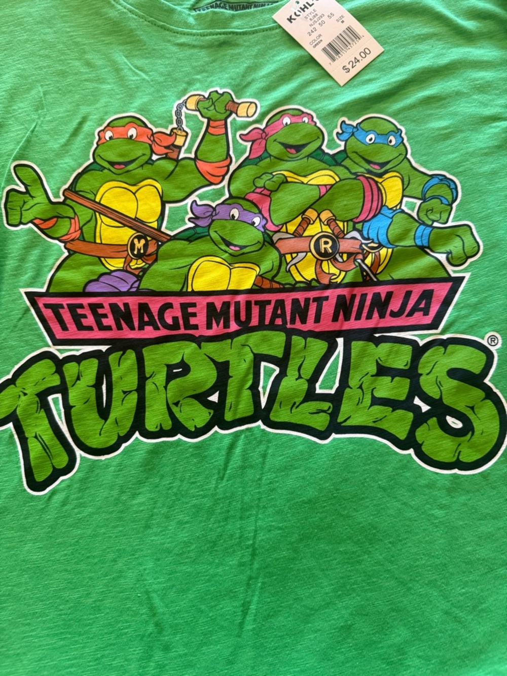 Teenage Mutant Ninja Turtles Green Graphic Tee 3/4 length